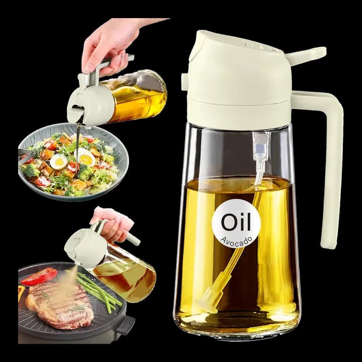 YARRAMATE 2 in 1 Ölsprüher für speiseöl, 470ml ölflasche lebensmittelecht