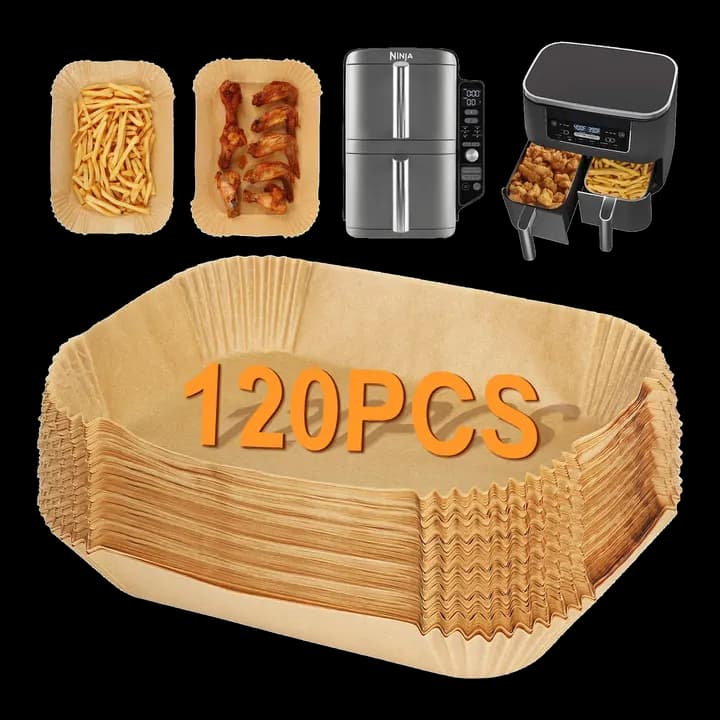 BYKITCHEN Backpapier für Heißluftfritteuse Ninja Double Stack XL, 120 Stück