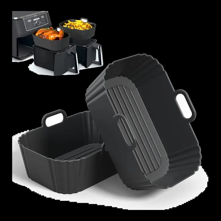 Airfryer Silikonform 2 Stück für 7.6L 8L 9.5L Dual Zone Silikoneinsatz für Ninja AF400EU AF300EU AF200EU, COSORI, Juskys & Russell Hobbs, Wiederverwendbares Zubehör für Heißluftfritteuse