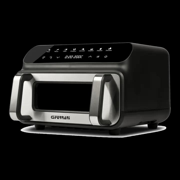 G3 Ferrari G10181 Heißluftfritteuse & BBQ-Grill “Friggisano BBQ”, 2000 W, 10 L XXL, 8 Programme, Multifunktion, Smokeless Barbecue, BPA- & PFOA-Safe, Zubehör & Rezeptbuch enthalten,Schwarz/Silber-Grau