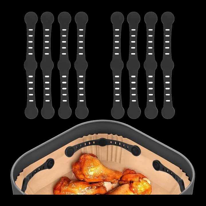 Magnete für Airfryer Backpapier Zubehör für Heißluftfritteuse, 8 Stück Magnetisch Silikon Baking Paper Befestigungsschnalle, Magnetische Silikonschnallen für Ninja COSORI PHLIPS Panasonic Air Fryer