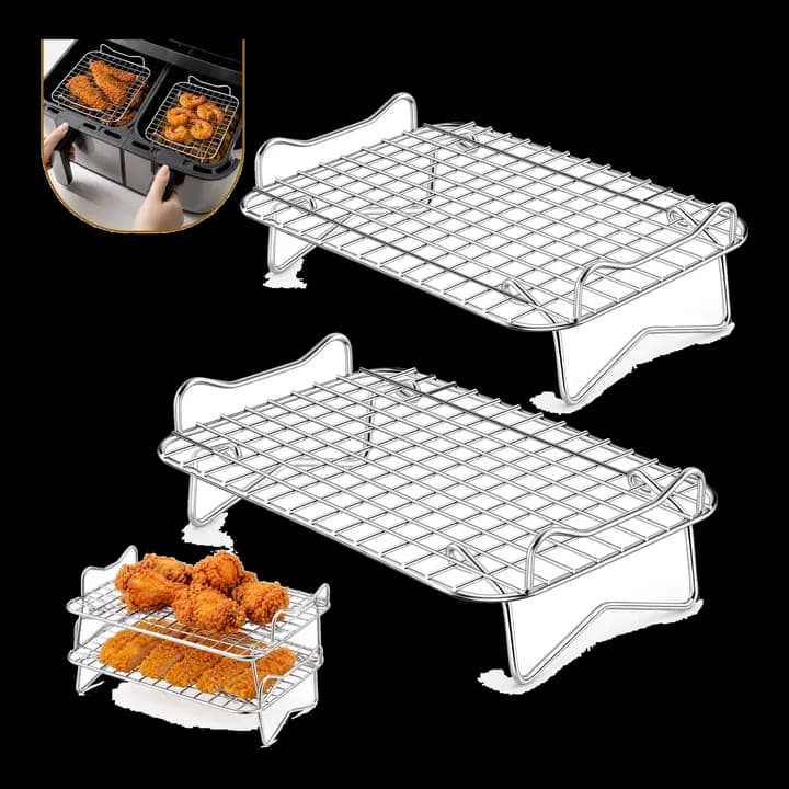 Heißluftfritteuse Zubehör, 2 Stück Edelstahl Airfryer Grillrost